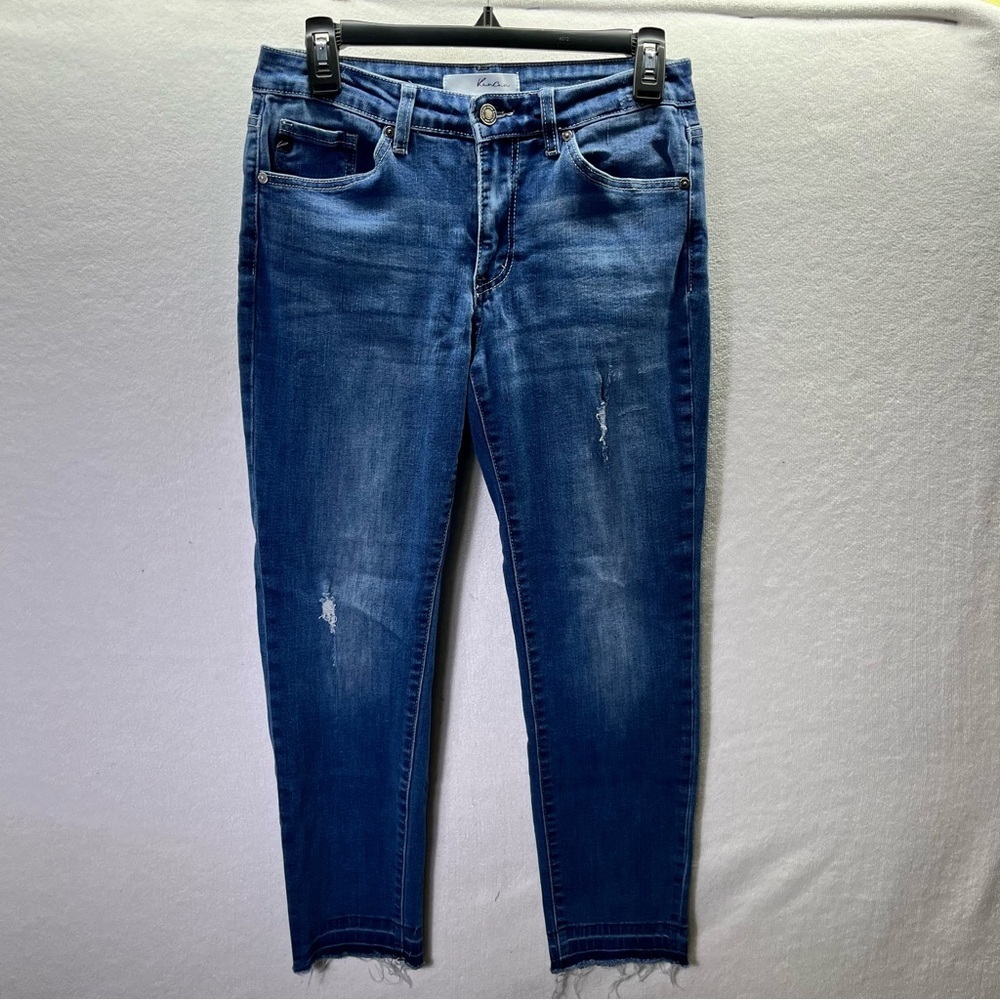 KanCan Distressed Cropped Jeans Womens 9/28 Blue Denim Stretch Cute 2651